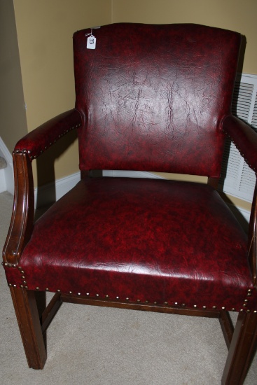 Federal Style Burgundy Leather Chair