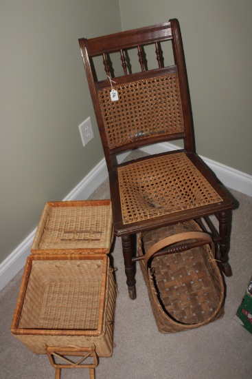 Old Childrens Rocking chair and basket