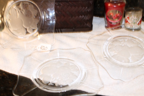 Fruit Embossed Plates, Dark Basket, Candles