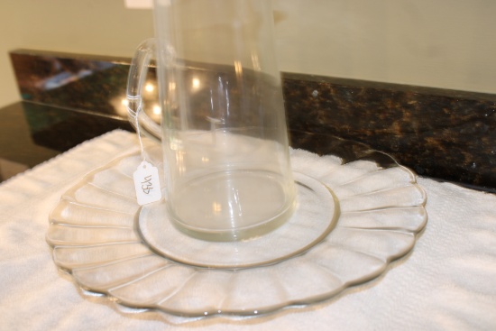 L Glass Platter & Pitcher