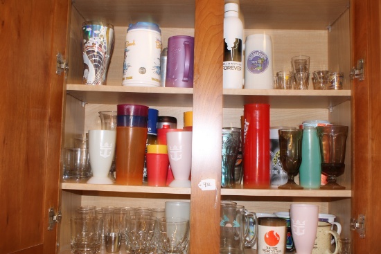 Cabinet With Drinking Glasses, Cups, Shot Glasses