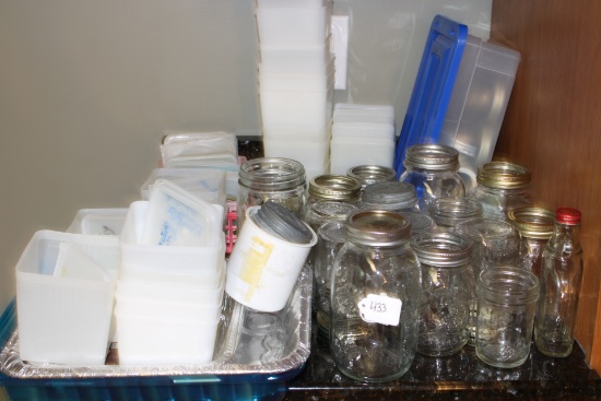 Large Lot of Mason Jars, Lids, Containers