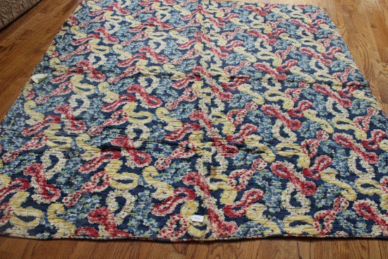 21 String 1932 Qulit Patchwork Design, Flower Garland Design Back Blue, Red, Yellow