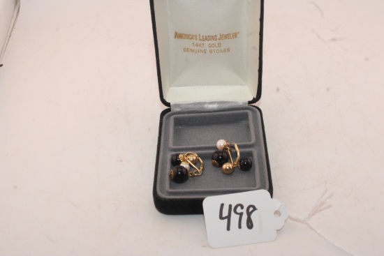 14 KT and Genuine Stone Earrings