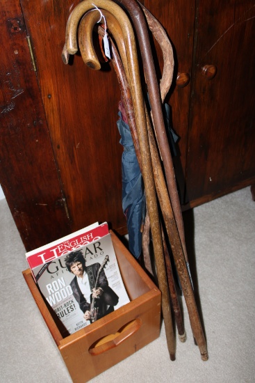 Walking Canes, Umbrellas and Magazine Wooden Holder