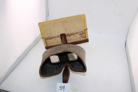 Antique Victorian Steroscope Sun Sculpture with Photograph Card Attached