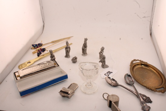 Glass Eye Wash, Blueband Harmonica, Pewter Nativity Scene and more.