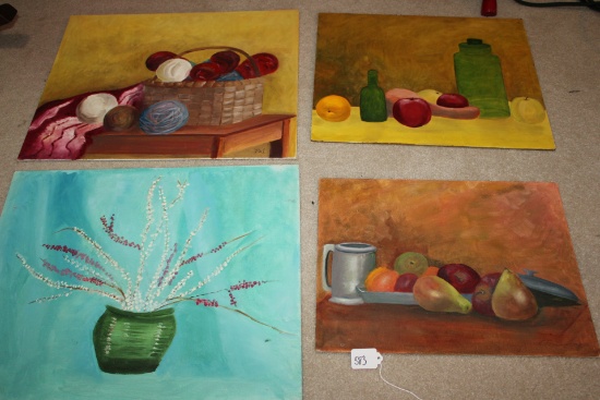 Four unframed original paintings