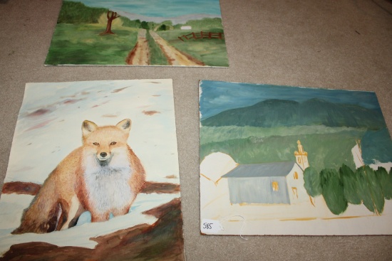 Three unframed original water colors