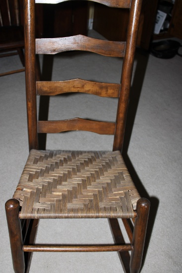 Antique Ladder Back Basket Seat Rocking Chair
