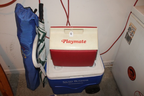 Coolers and chairs.