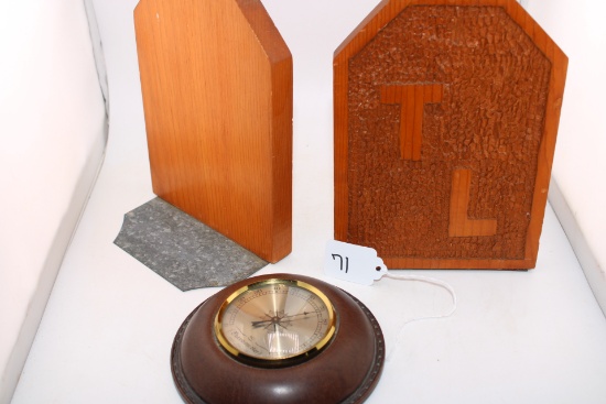 Vintage Wall Thermometer and Bookends