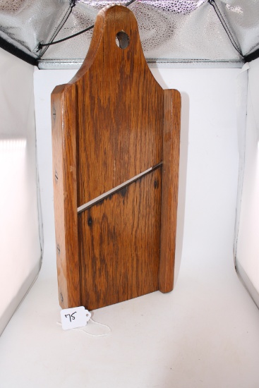 Antique Tombstone Shaped Oak Slicer/Slawboard