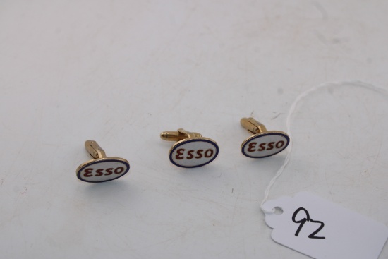 Three ESSO Enamel Cufflinks by Hayword.
