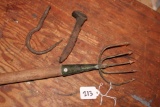 Fishing Spear, Hook and Rail Road Tie.