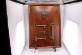 Wooden Plaque Featuring Antique Brass Skeleton Keys