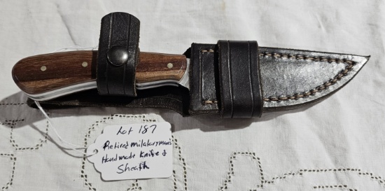 Handmade Knife and Sheath. Made by Retired Military Man. Each piece is unique and one of a kind.