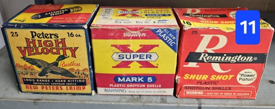Vintage Peters, Western, Remington 16 ga (Advertising) 3 boxes