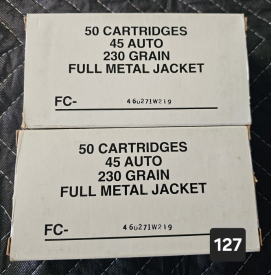 45 Auto 230 grain FMJ 50 cartridge per box - 2 boxes in lot