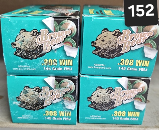 Brown Bear 308 Win 145 grain FMJ 4 boxes