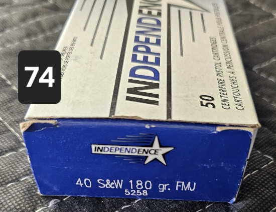 Independence 40 S&W 180 grain FMJ 50 cartridges