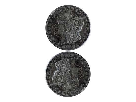Lot of 2 1921-D Morgan Silver Dollars