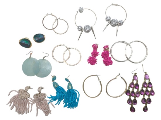 Large lot of Fashion Earrings - Hoops & Dangles