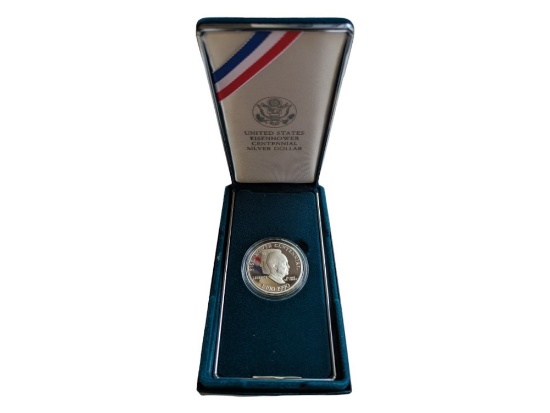 US Eisenhower Centennial Silver Dollar 1890-1990