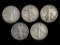 Lot of 5 Walking Liberty Silver Half Dollars - 1935, 1935-S, 1936-S, 1936, 1942-D