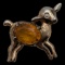 Costume Deer Brooch with Center Jewel