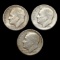 Lot of 3 Roosevelt Dimes - 1951, 1952-S, 1953 - 90% Silver