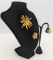 Lot of Matching Vintage Brooch Gold tone Burst Brooch and Clip-on Earrings