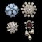 Lot of 4 Costume Vintage Brooches with Rhinestones