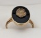 Vintage 10K Gold Chi Omega Crest Emblem Onyx Ladies Ring