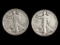 Lot of 2 Walking Liberty Silver Half Dollars - 1941 & 1946