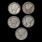 Lot of 5 Mercury Dimes - 1939-1943 - 90% Silver