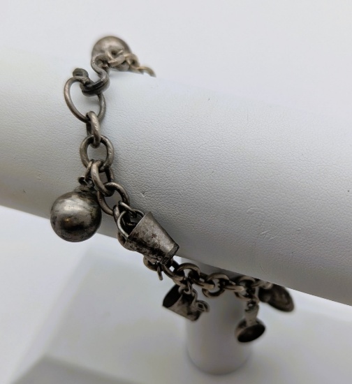 Sterling Silver Charm Bracelet with Charms