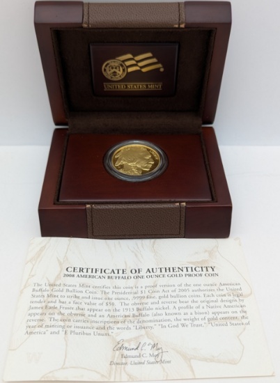 FEATURE 2008 American Buffalo Gold Proof Coin with COA - 1 Ounce .999 Gold