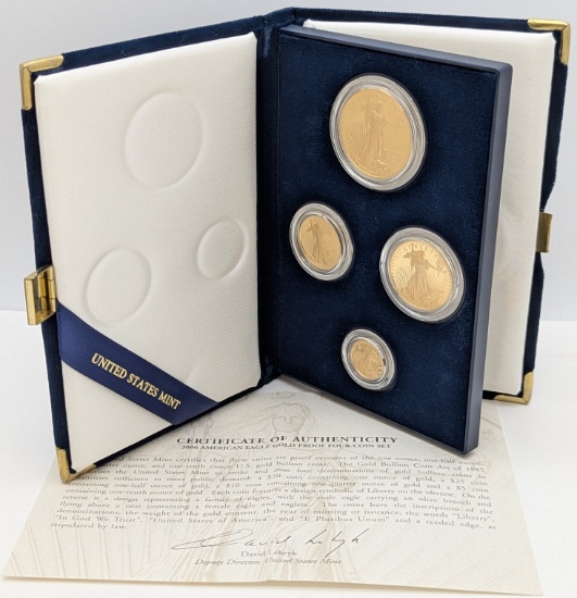 FEATURE 2006-W American Eagle 22K Gold Proof Four-Coin Set with COA - 1.85 Ounces .9167 Gold