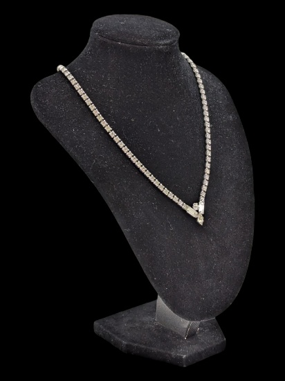 Vintage Kramer Rhinestone V Shaped Ladies Necklace