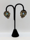 Vintage Florenza Iridescent Art Glass Clip-on Earrings