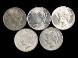 Lot of 5 Peace Silver Dollars - 1922, 1922, 1923, 1926, 1926-S