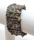FEATURE Sterling Silver Turquoise Face Antique Bracelet