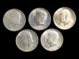 Lot of 5 1964 Kennedy Silver Half Dollars