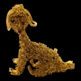 Gold Tone Brass Wire Poodle Brooch