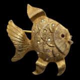 Vintage Benedikt NY Gold tone Fish Brooch