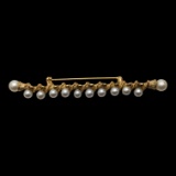 Gold Tone with Faux Pearls Elegant Brooch