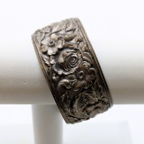 Antique Sterling Silver S Kirk & Son Floral Detailed Bangle Bracelet