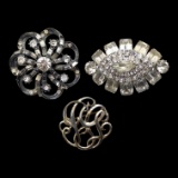 Lot of 3 Vintage Brooches - Rhinestones, Gold Tone etc.