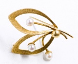 Stunning 14k Gold with Pearl Butterfly Brooch